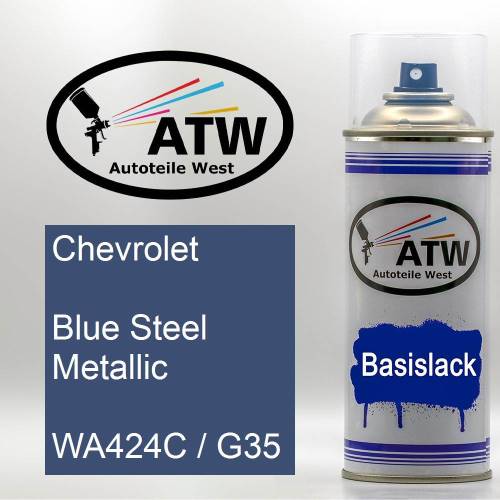 Chevrolet, Blue Steel Metallic, WA424C / G35: 400ml Sprühdose, von ATW Autoteile West.